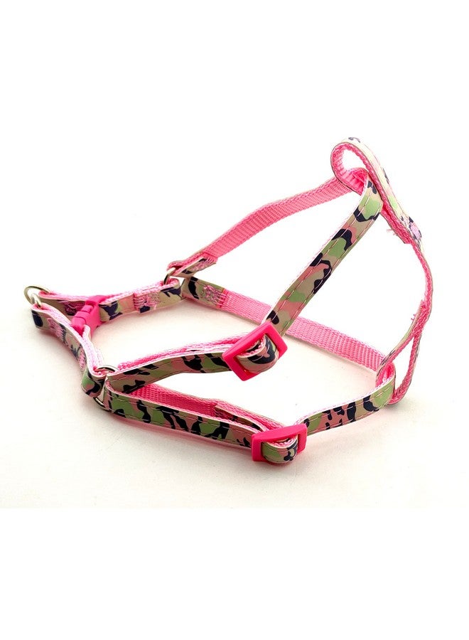 مجموعة حزام ومقود قابل للتعديل من النايلون الناعم المطبوع بشريط عاكس مناسب للجراء والقطط والقطط الصغيرة، 10 مم (وردي) - Image 2