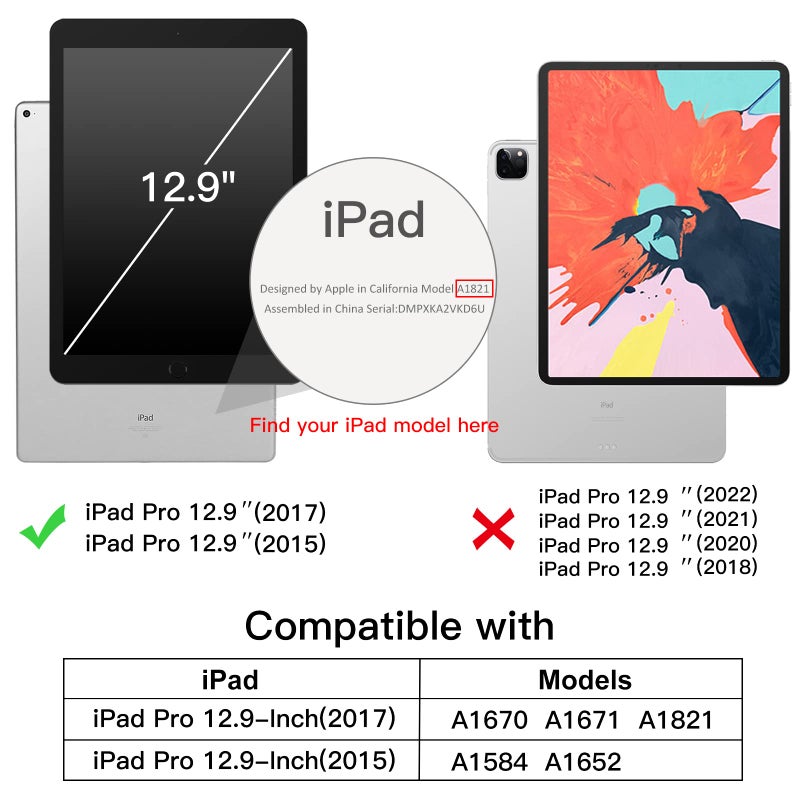 JETech Case for iPad Pro 12.9 Inch (1st and 2nd Generation, 2015 and 2017 Model), Auto Wake/Sleep (Black) - Image 2