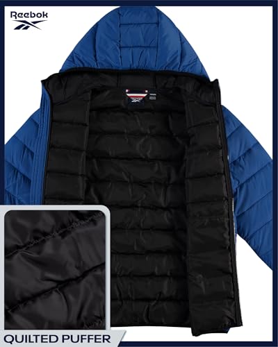 Reebok Mens Puffer Jacket - Lightweight Quilted Glacier Shield Plus Size Puffer Jackets for Men - Insulated Mens Winter Coats, Size Large, Vector Blue - Image 4