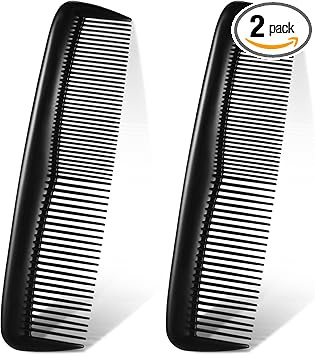 Nuenen 2 Pieces Pocket Plastic Hair Combs Black and Standard Tooth Cutting Fine Dressing Comb Hairdressing Styling Combs for Women Men Hairdressing Barber Salon Care Tool - Image 1