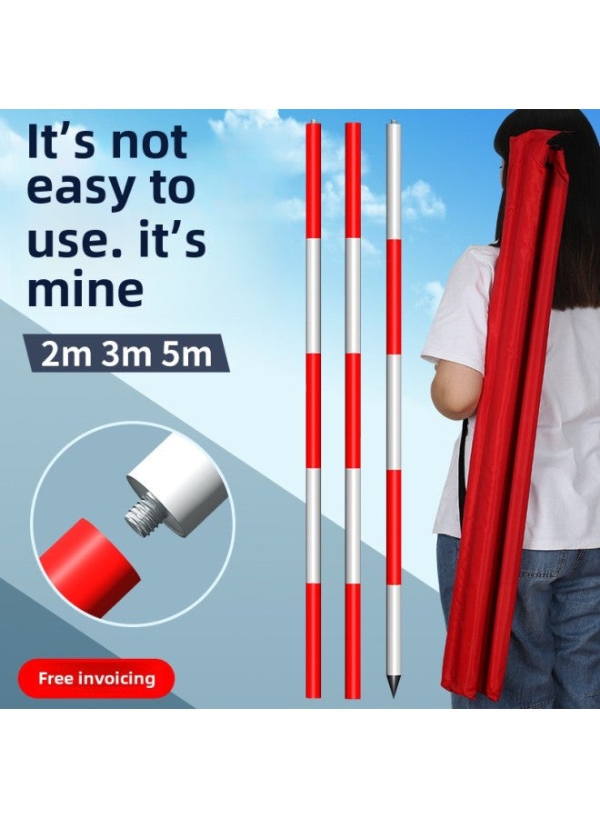 Thickened Aluminum Alloy Reflective Measurement Pole Red And White Marker Stick For Road Engineering Surveying And Mapping Site-Model:Boutique Thickened 5 Meters (a Set With Bag) - Image 2