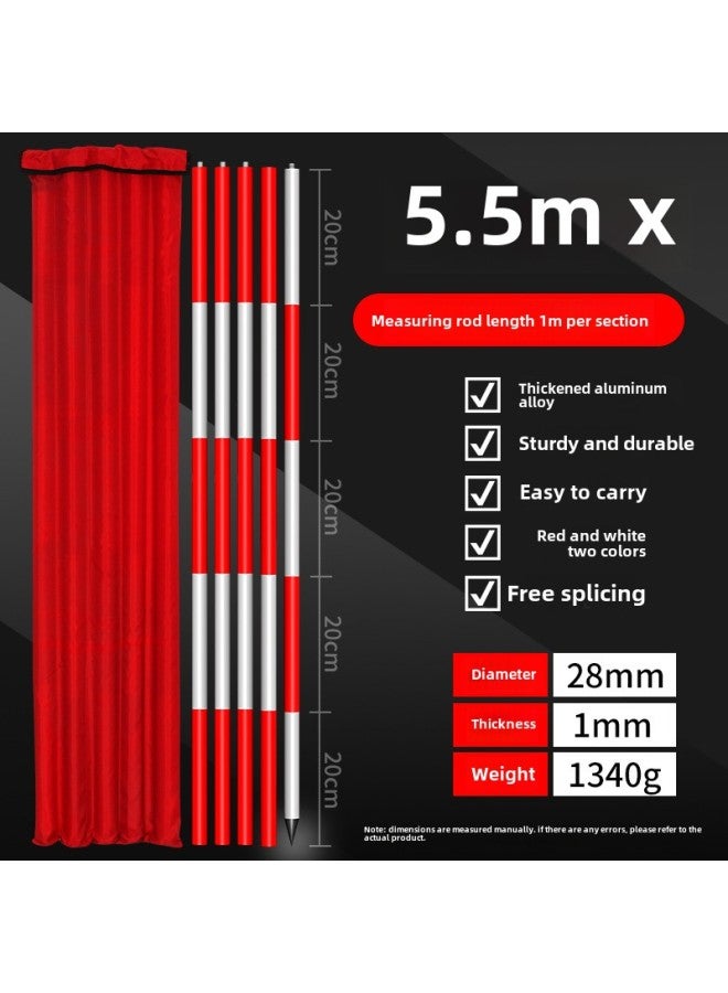 Thickened Aluminum Alloy Reflective Measurement Pole Red And White Marker Stick For Road Engineering Surveying And Mapping Site-Model:Boutique Thickened 5 Meters (a Set With Bag) - Image 1