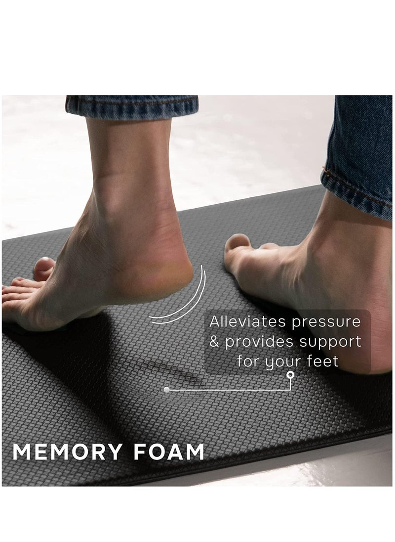 Next Vogue Next Vogue Cushioned Anti-Fatigue, 2 Piece Set, Black Kitchen Mats, Non Skid Waterproof Comfort Standing Kitchen Mats 120cmx44cm and 75cmx44cm  - Image 4
