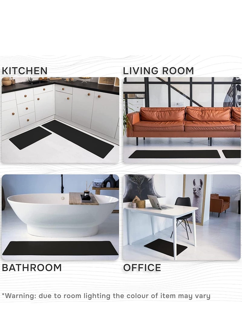 Next Vogue Next Vogue Cushioned Anti-Fatigue, 2 Piece Set, Black Kitchen Mats, Non Skid Waterproof Comfort Standing Kitchen Mats 120cmx44cm and 75cmx44cm  - Image 5