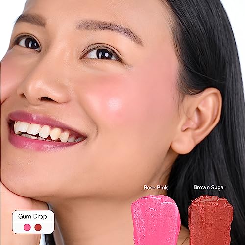 Gush 2 in 1 Play Tint for Lips, Cheeks and Eyes | Easy to Blend | Hydrates like a Balm and Nourishes Skin | Natural Blush with Satin Finish | Contains Hyaluronic Acid and Ceramides to brighten and moisturize (Rose Pink & Brown Sugar - Gum Drops - 5 g) - Image 2