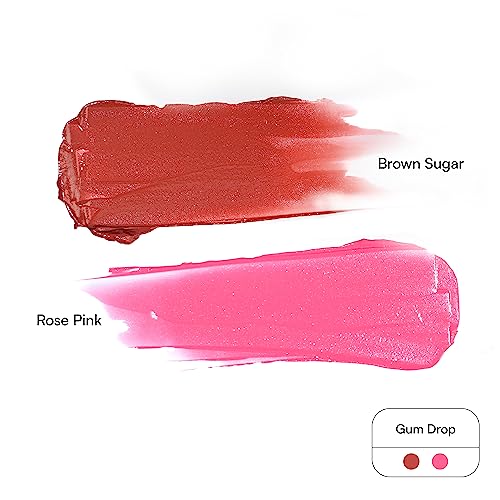 Gush 2 in 1 Play Tint for Lips, Cheeks and Eyes | Easy to Blend | Hydrates like a Balm and Nourishes Skin | Natural Blush with Satin Finish | Contains Hyaluronic Acid and Ceramides to brighten and moisturize (Rose Pink & Brown Sugar - Gum Drops - 5 g) - Image 3