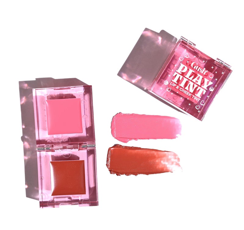 Gush 2 in 1 Play Tint for Lips, Cheeks and Eyes | Easy to Blend | Hydrates like a Balm and Nourishes Skin | Natural Blush with Satin Finish | Contains Hyaluronic Acid and Ceramides to brighten and moisturize (Rose Pink & Brown Sugar - Gum Drops - 5 g) - Image 1