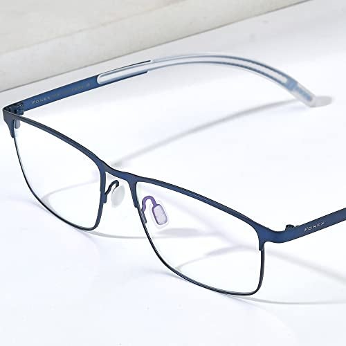 FONEX Titanium Glasses Frame,Men Square Myopia Optical Eyeglass Frame 8521 (Blue) - Image 2