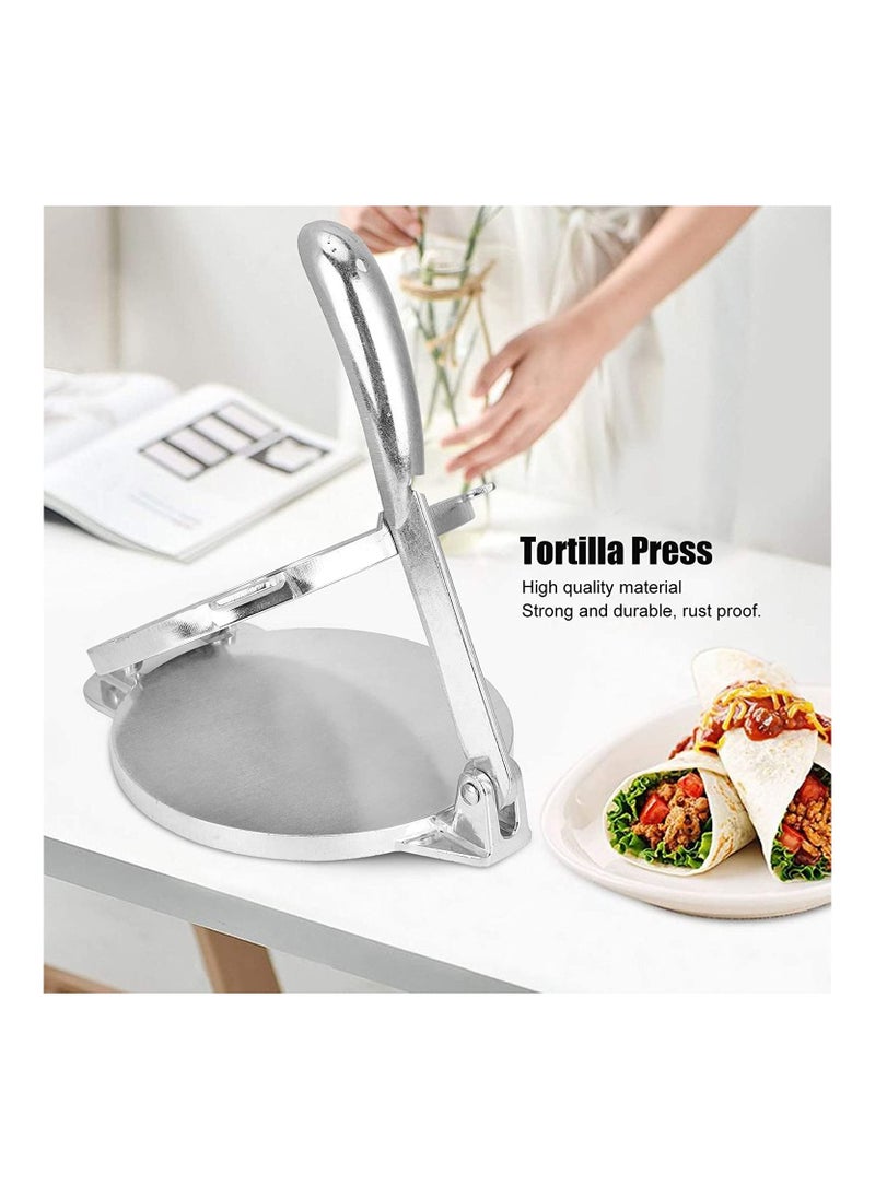 Tortilla Press with Folding Handle, Non-Stick Aluminum Pressing Tray for Making Homemade Saj Bread or Tacos, Kitchen Utensils Accessories and Pancake Makers