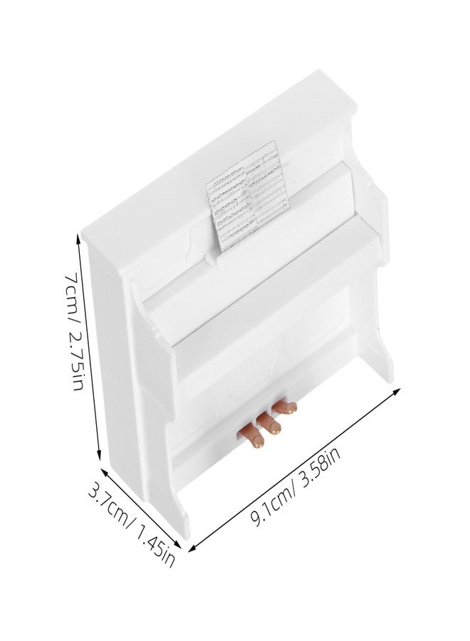 TOYANDONA Dollhouse Upright Piano Model Miniature Piano Keyboard Toy with Stool for Kids Musical Educational Micro Landscape Fairy Garden White - Image 2