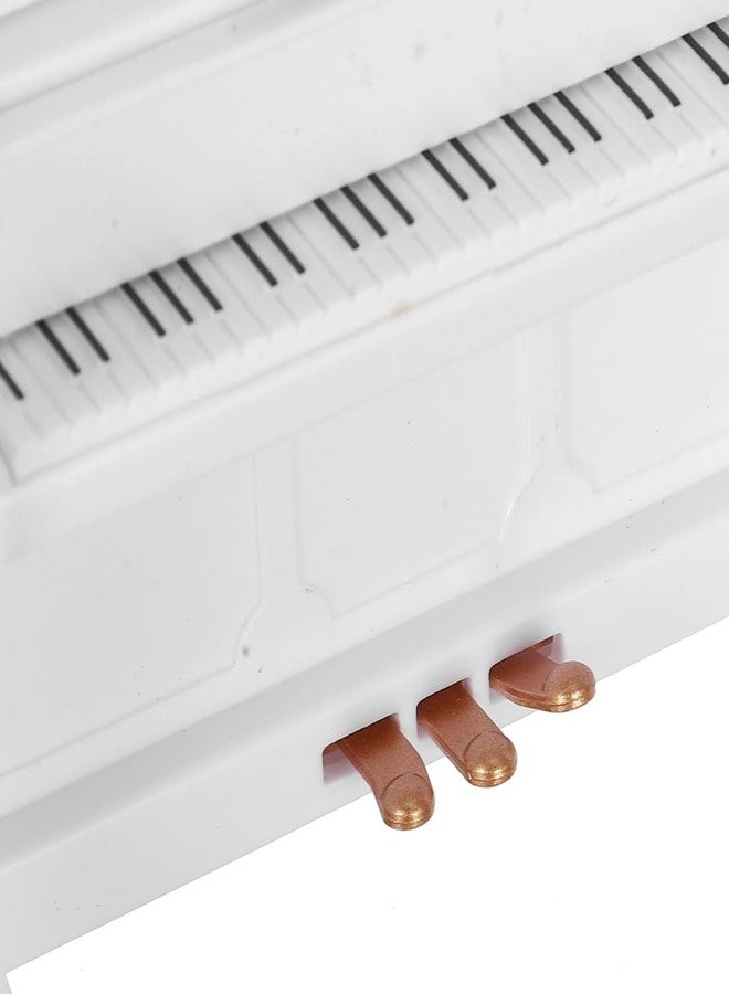 TOYANDONA Dollhouse Upright Piano Model Miniature Piano Keyboard Toy with Stool for Kids Musical Educational Micro Landscape Fairy Garden White - Image 3