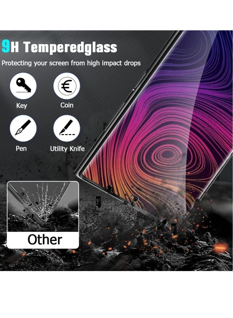 [2+2 Pack] S23 Ultra Glass Screen Protector, HD Clear 9H Tempered Glass Scratch Resistant, Fingerprint Unlock, 3D Curved