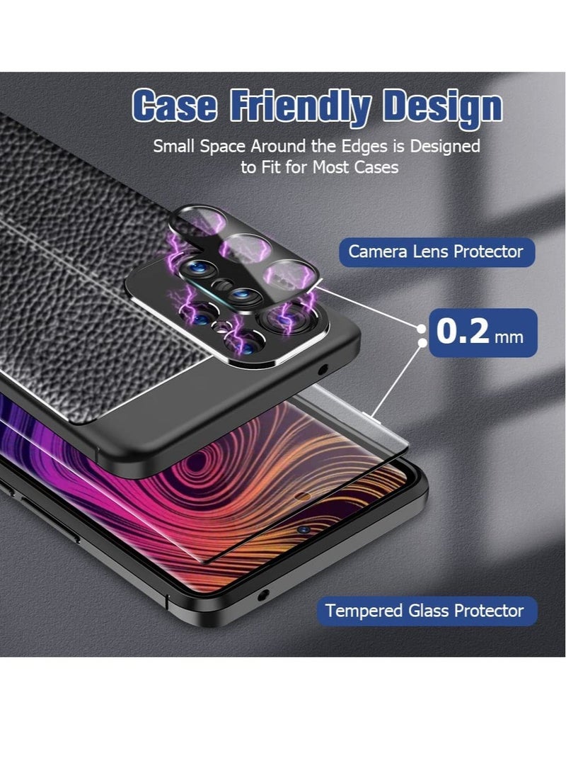 [2+2 Pack] S23 Ultra Glass Screen Protector, HD Clear 9H Tempered Glass Scratch Resistant, Fingerprint Unlock, 3D Curved