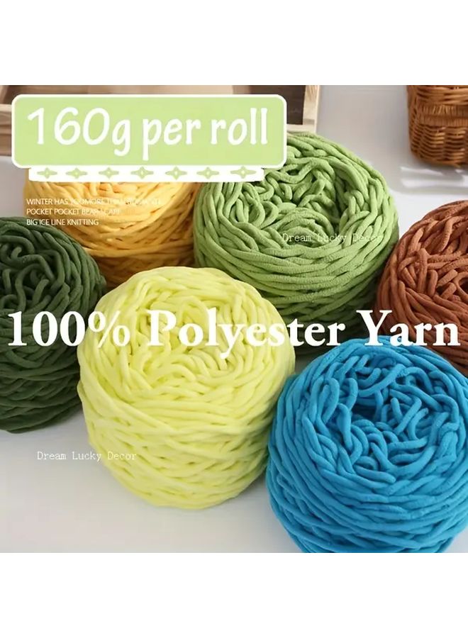 Chenille Chunky Yarn 5mm Polyester Soft Warm Plush Khaki White 2 Pack - Image 2