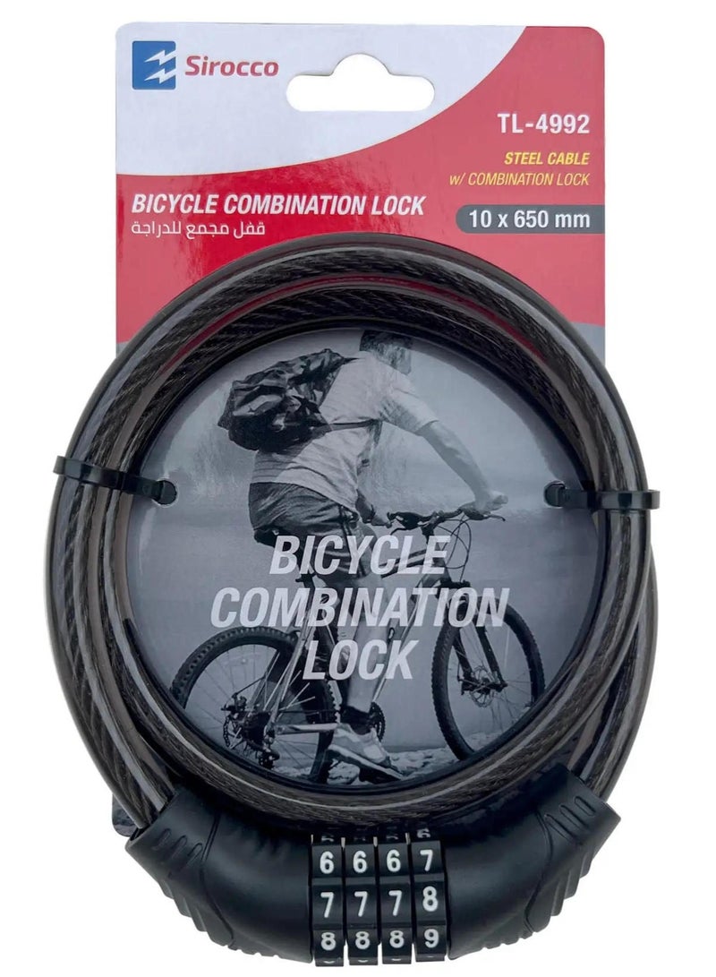 SIROCCO Bicycle Combination Lock 10X650 MM - Image 1