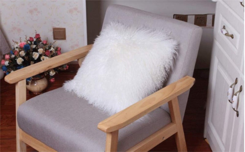 yingda1992 Mongolian Lamb Fur Throw Pillow Cover Soft Fluffy Square Cushion Car Accessories Decorated for Livingroom - Image 5