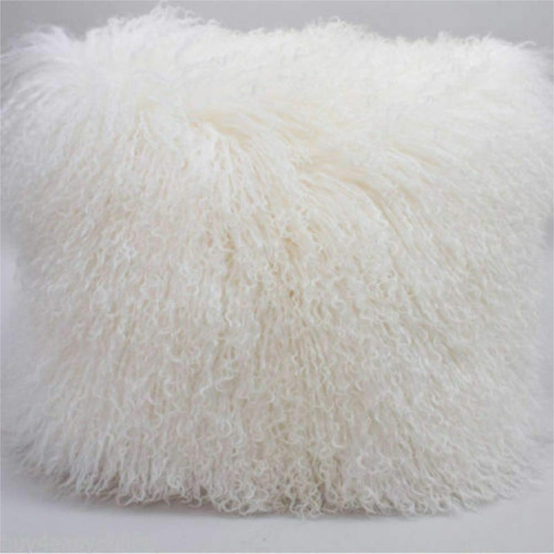 yingda1992 Mongolian Lamb Fur Throw Pillow Cover Soft Fluffy Square Cushion Car Accessories Decorated for Livingroom - Image 1