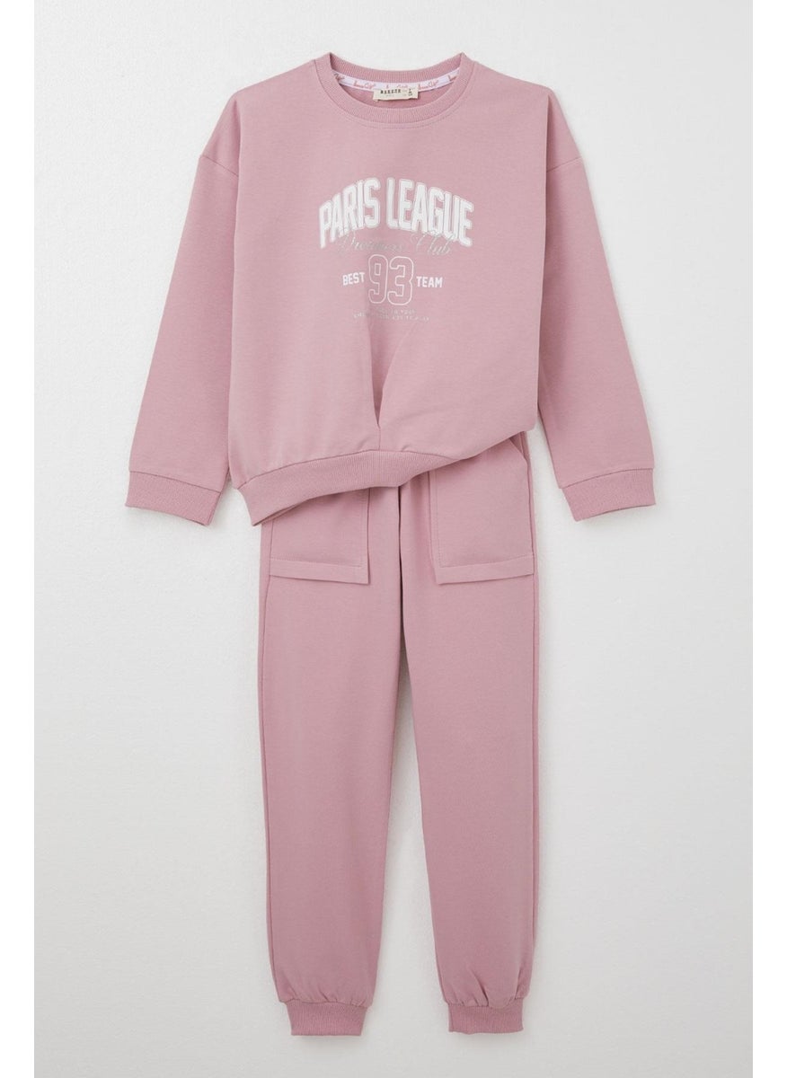Breeze - Girls Tracksuit League Themed Front V Stitched 5-10 Years Old, Dusty Rose - Image 1