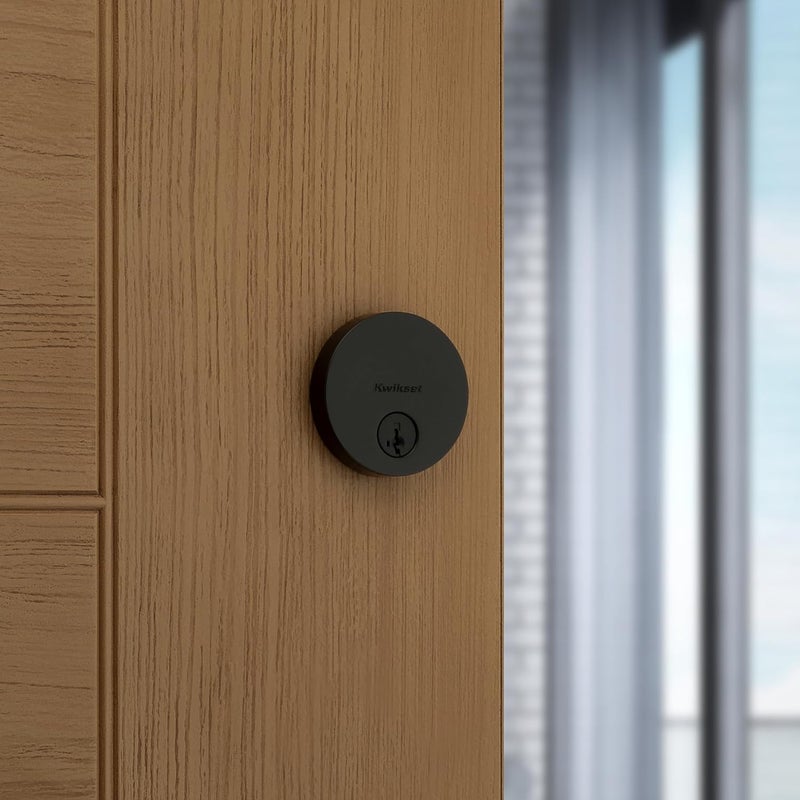 Kwikset Uptown Deadbolt Lock Matte Black Round Exterior Keyed Front Entry Door Pick Resistant SmartKey Rekey Security Single Cylinder Dead Bolt with Microban Protection - Image 2