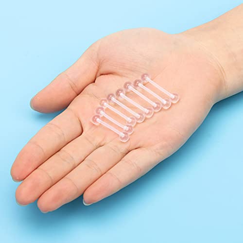CrazyPiercing Transparent Ball and Barbell Clear Tongue Ring Retainer 14G or Nipple Ring (8 PCS) - Image 4