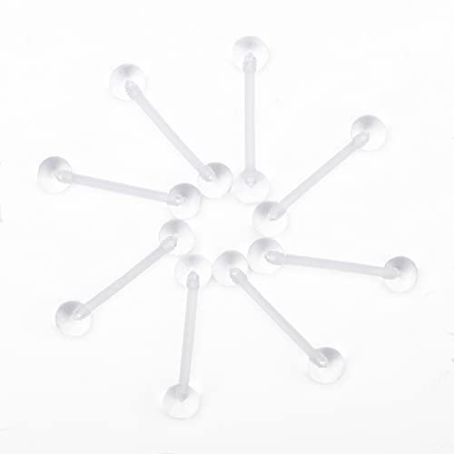 CrazyPiercing Transparent Ball and Barbell Clear Tongue Ring Retainer 14G or Nipple Ring (8 PCS) - Image 5