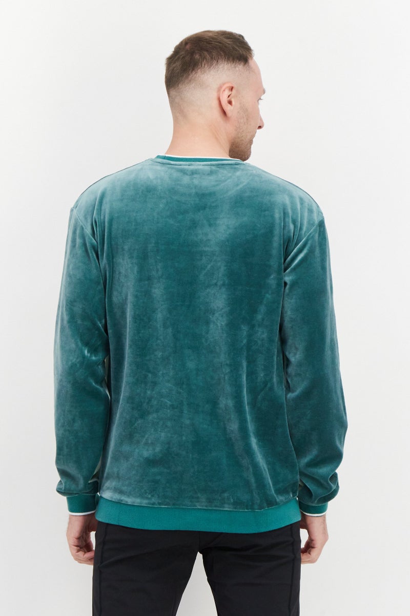 FILA Men Sportswear Fit Crew Neck Brand Logo Sweatshirts, Green - Image 3