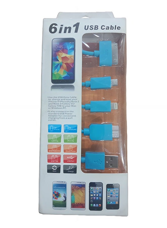 Taimi 6-In-1 Multi Charging Cable Blue - Image 2