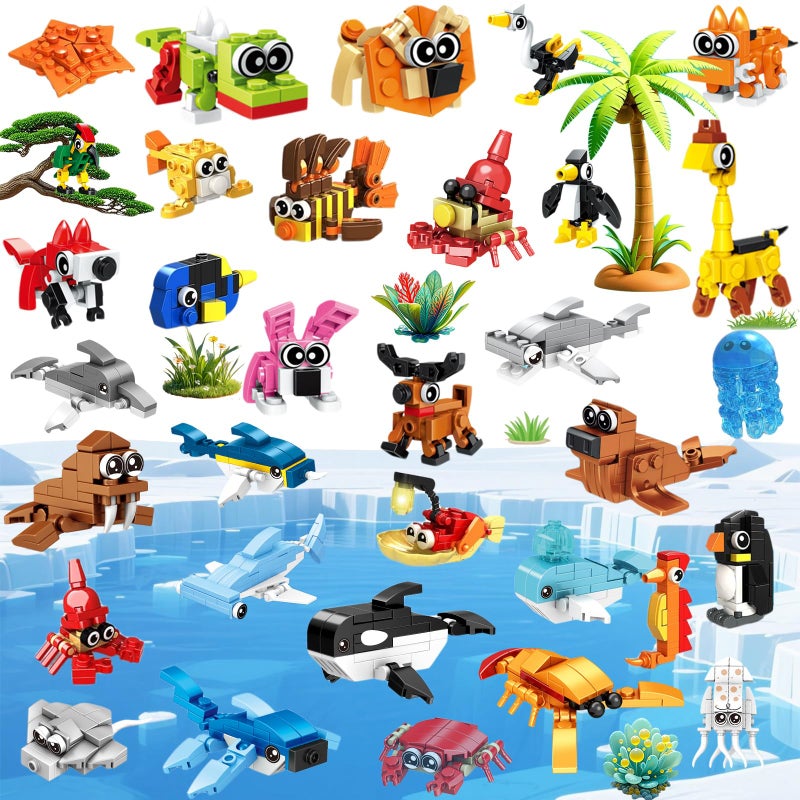 VEMBAP 34 Packs Party Favors for Kids Ocean Animal Building Blocks for Goodie Bags Stuffers Classroom Prizes Valentines Day Birthday Gifts for Boys Girls Ages 6 - Image 3