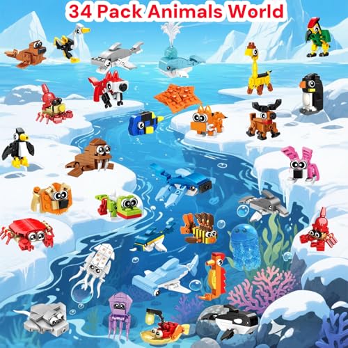 VEMBAP 34 Packs Party Favors for Kids Ocean Animal Building Blocks for Goodie Bags Stuffers Classroom Prizes Valentines Day Birthday Gifts for Boys Girls Ages 6 - Image 5