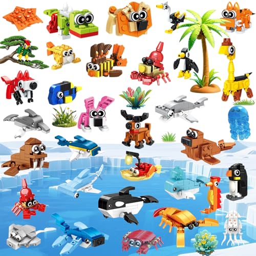 VEMBAP 34 Packs Party Favors for Kids Ocean Animal Building Blocks for Goodie Bags Stuffers Classroom Prizes Valentines Day Birthday Gifts for Boys Girls Ages 6 - Image 1