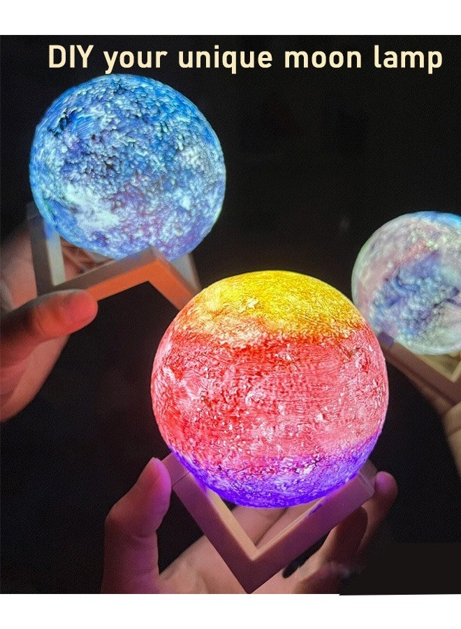 HOMESTAR DIY 3D Moon Design Table Lamp with 12 Color Pigments- Includes Plastics Stand- Creative DIY Craft Kit for Adults & Teens, Bedroom Decor, Birthday Gift & Night Light - Image 3