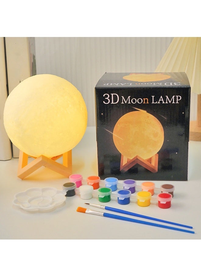 HOMESTAR DIY 3D Moon Design Table Lamp with 12 Color Pigments- Includes Plastics Stand- Creative DIY Craft Kit for Adults & Teens, Bedroom Decor, Birthday Gift & Night Light - Image 1