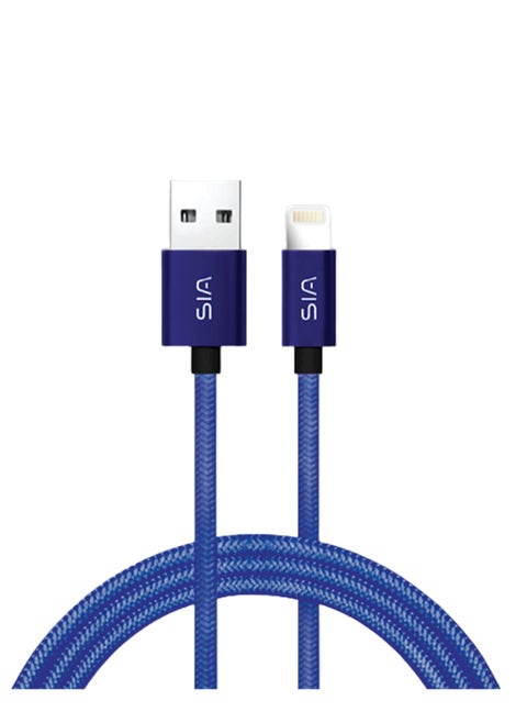 SIA BRAIDED CABLE AL 18W 1M USB-A TO LIGHTNING BLUE