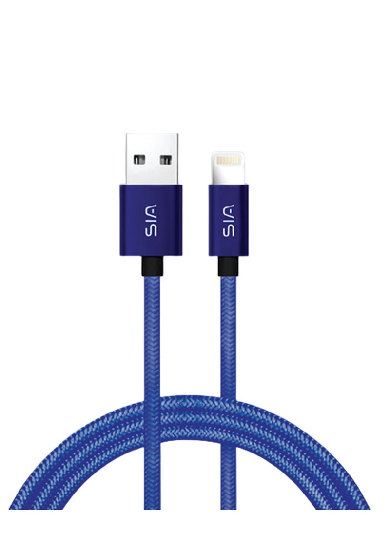 Generic - SIA BRAIDED CABLE AL 18W 1M USB-A TO LIGHTNING BLUE - Image 1