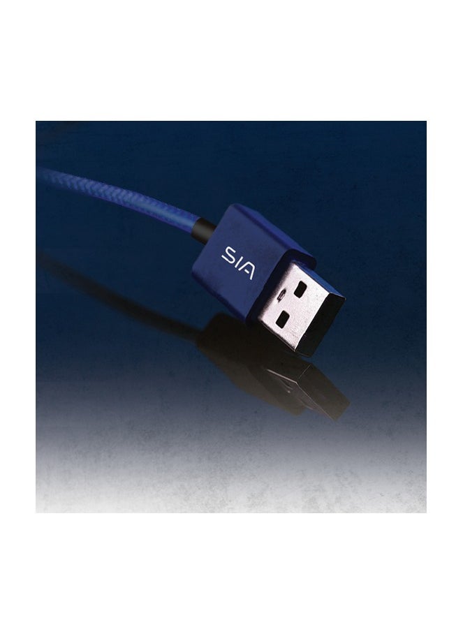 Generic - SIA BRAIDED CABLE AL 18W 1M USB-A TO LIGHTNING BLUE - Image 1