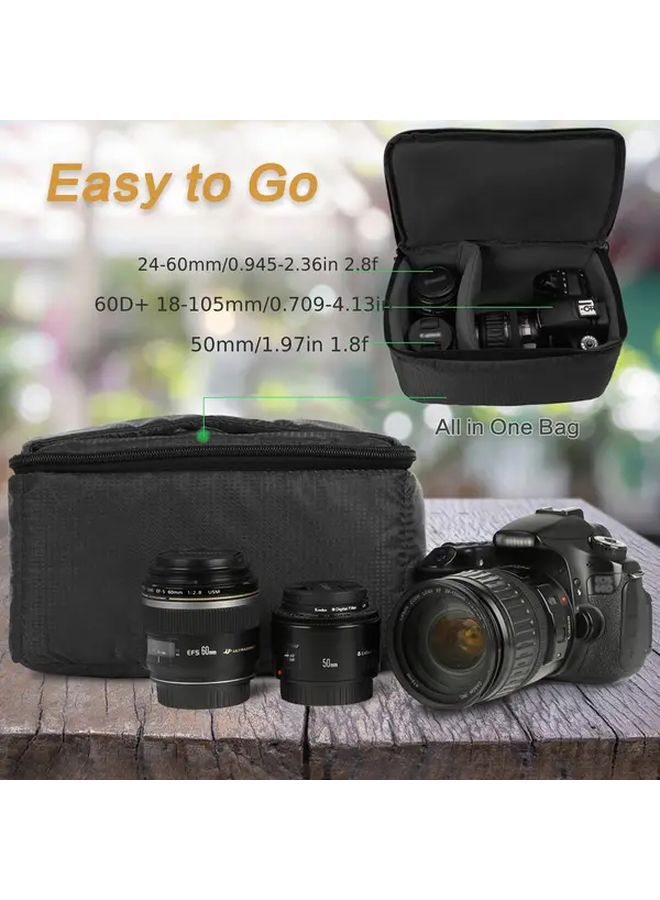 Black Camera Bag For DSLR Photography With Protective Storage Travel Cover - Image 2