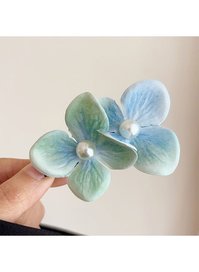 2 ladies blue-green flower hairpin spring and summer hairpin flower hair ornament, resort beach party hair ornament - Image 5