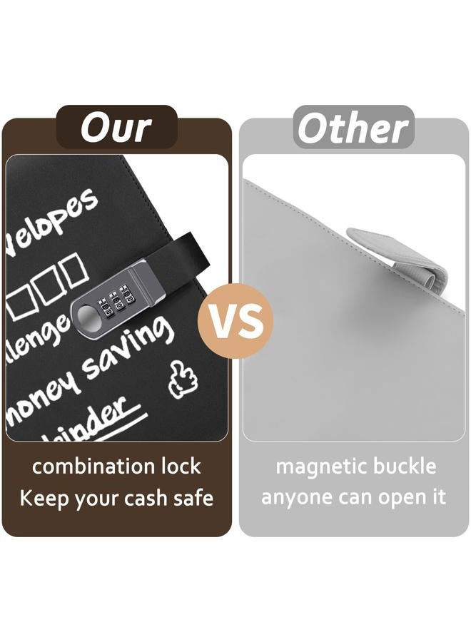 Antner 100 Envelopes Money Saving Challenge Binder with Lock, A5 Savings Binder Challenge Book Budget Planner with Cash Envelopes for Money Saving - Password Lock to Protect Cash Security, Black - Image 3