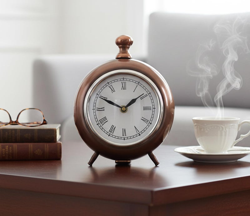 ESPLANADE Aluminum European Style Vintage Clock (Copper_3 Inch X 7 Inch X 5.5 Inch) - Image 1