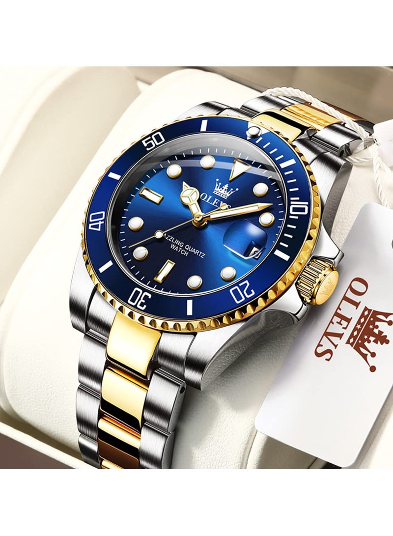 OLEVS Classic Big Face Wrist Watches,Men Business Watches Dress Watch with Day Luminous Men Stainless Steel Wristwatch - Image 2