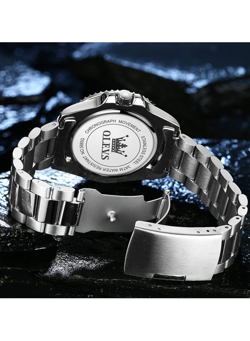 OLEVS Classic Big Face Wrist Watches,Men Business Watches Dress Watch with Day Luminous Men Stainless Steel Wristwatch - Image 4