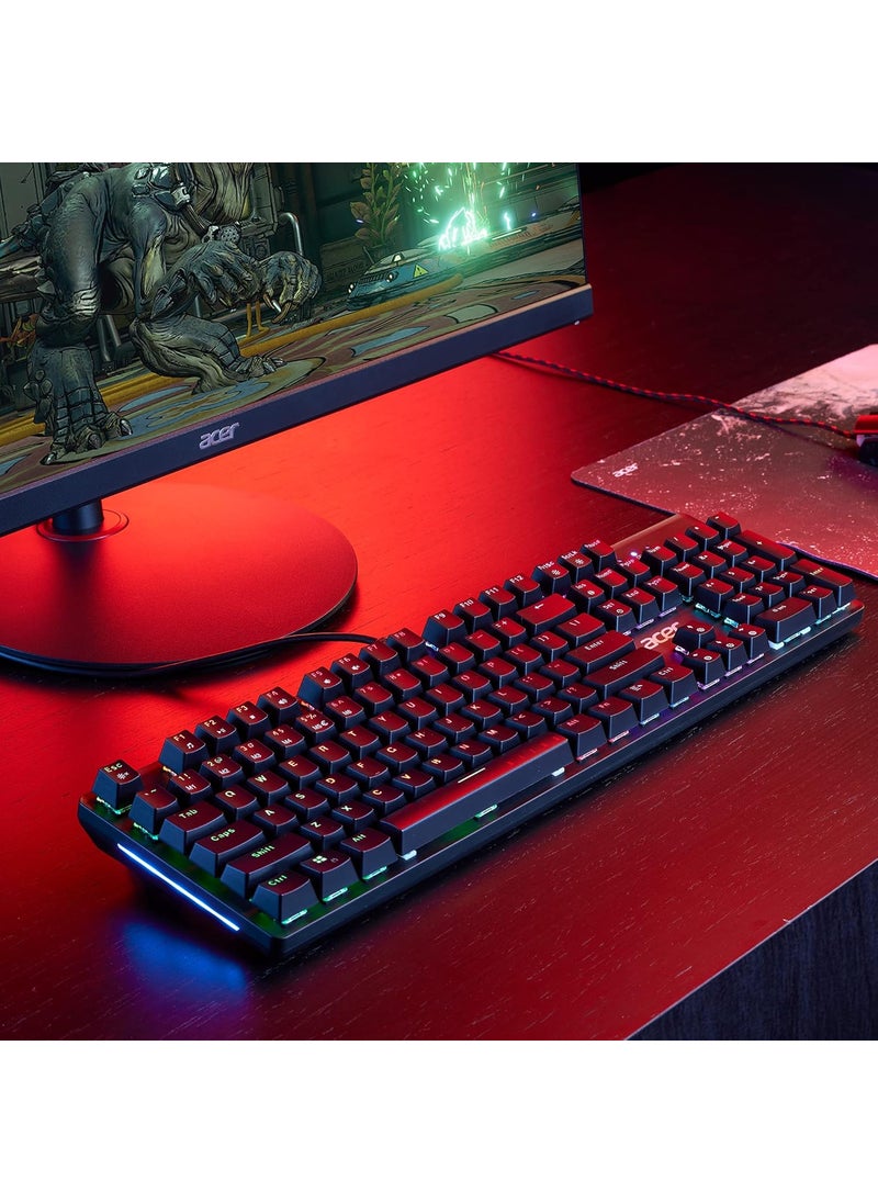 Acer - Acer Nitro Gen 2 Wired Gaming Keyboard  RGB Illuminated Keyboard  100 AntiGhosting NKey Rollover  Mechanical Axis  Ergonomic Arc Keycaps  Embedded Multimedia Keys Pack of 1 - Image 1