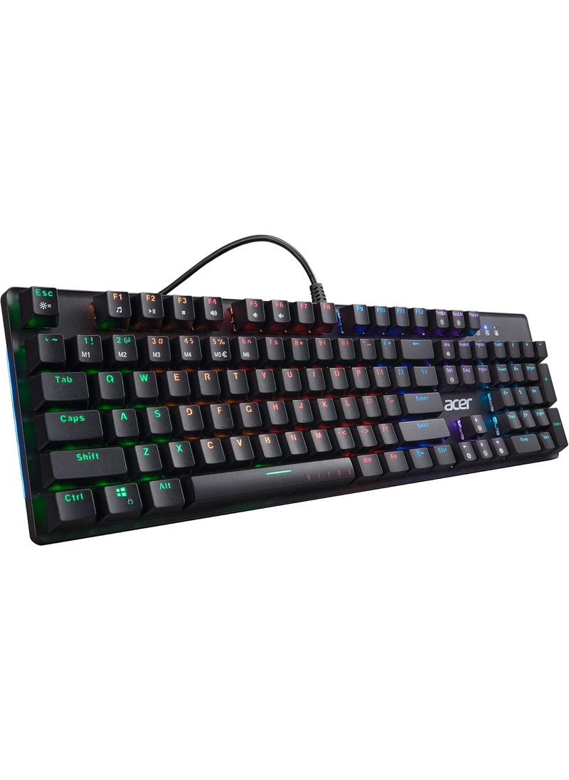 Acer - Acer Nitro Gen 2 Wired Gaming Keyboard  RGB Illuminated Keyboard  100 AntiGhosting NKey Rollover  Mechanical Axis  Ergonomic Arc Keycaps  Embedded Multimedia Keys Pack of 1 - Image 1