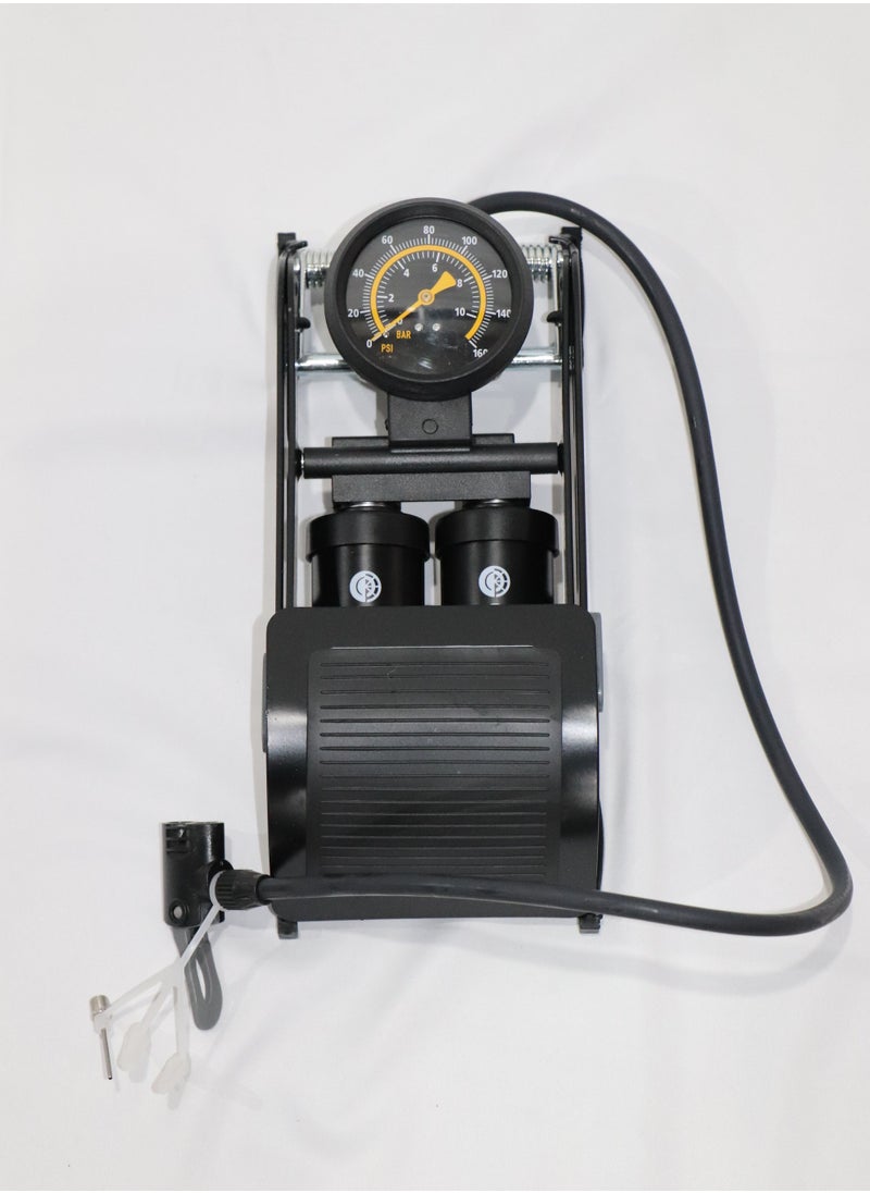 CREEPER Double Barrel Bike Floor Foot Pump,Portable Air Pump Inflator Pump with 160PSI Precision Pressure Gauge Fits Presta Schrader and Deutschland Valve for Bicycle,Ball,Scooter,Car,Toys Inflatable  - Image 2