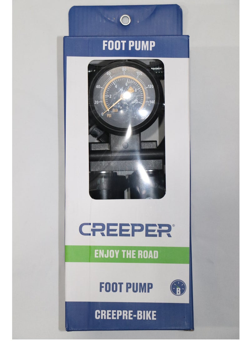 CREEPER Double Barrel Bike Floor Foot Pump,Portable Air Pump Inflator Pump with 160PSI Precision Pressure Gauge Fits Presta Schrader and Deutschland Valve for Bicycle,Ball,Scooter,Car,Toys Inflatable  - Image 4