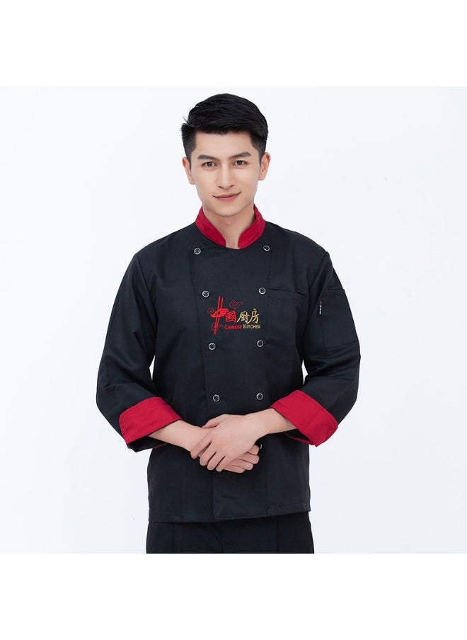 NIBEMINENT Short Sleeve Kitchen Uniform Black Chef Jacket grey Cook Coat Chef T-shirt Baker Work Uniform Waiter Restaurant Hotel Clothes  - Image 1