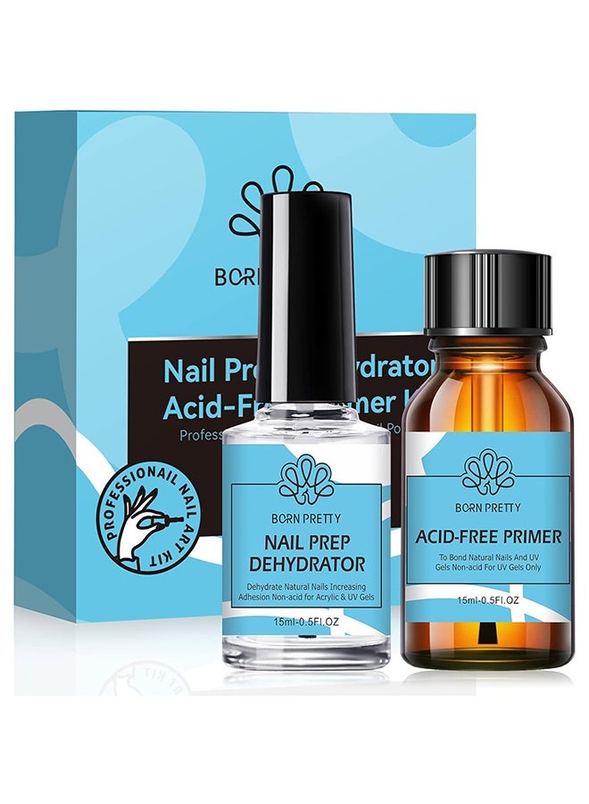 Born Pretty Nail Prep Dehydrator 15ml, Nail Dehydrate and Primer, Dehydrator for Acrylic and Gel Nail Polish, Non Acid Primer for U V Gels, No Burn Fast Air Dry Nail Prep Dehydrator Set - Image 1