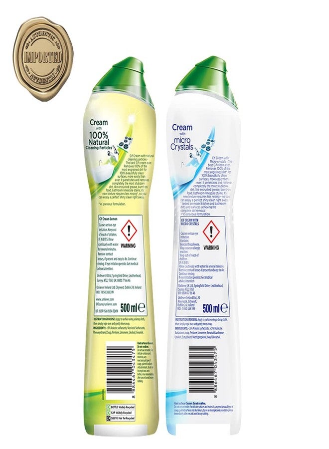 سى اى اف كريم سيف ليمون الأصلي متعدد الاستخدامات لتنظيف الأسطح في المطبخ والحمام | يزيل الأوساخ والدهون بنسبة 100% بفضل جزيئات التنظيف الطبيعية التي تمنح الأسطح لمعانًا براقًا | مستورد، عبوتان × 500 مل، متعدد الألوان - Image 3