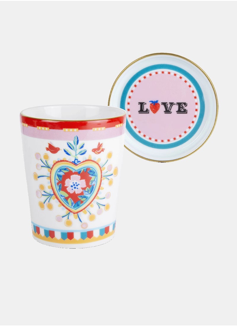 Baci milano - Cup With Lid/Saucer D 9 cm, H 12 cm Porcelain Mamma Mia Heart - Image 1