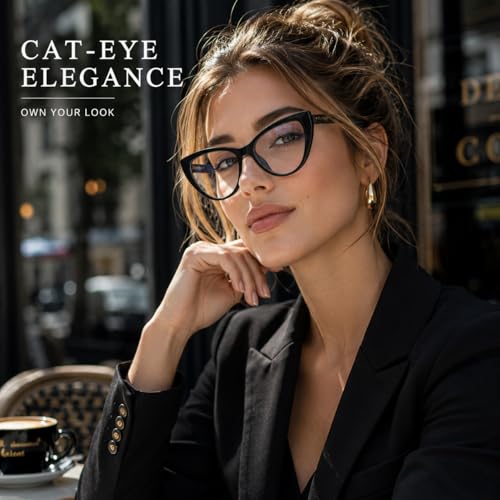 TEAPLMTT 2 Pack Cat Eye Blue Light Blocking Glasses for Women Trendy TR90 Frame Anti Blue Ray Eyesatrain Computer EyeglassesBlackClear - Image 3